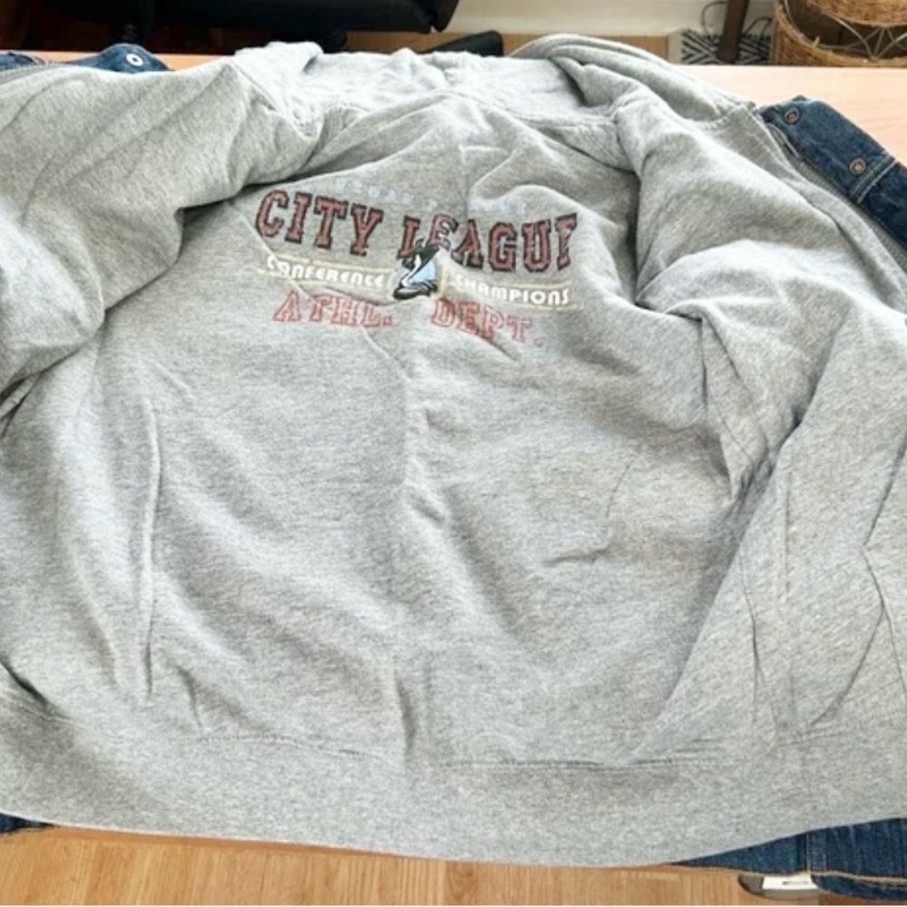 New Jean Jacket hoodie boys size large 2 for 1 urban pipeline coat - Picture 4 of 7